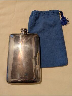Vintage Marlboro Plate Silver Plated Hip Flask With Case